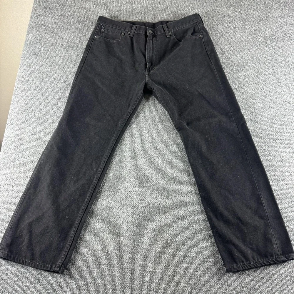 Levis 505 Jeans Mens 38x30 Black Regular Straight Denim Pants Five Pocket Cotton